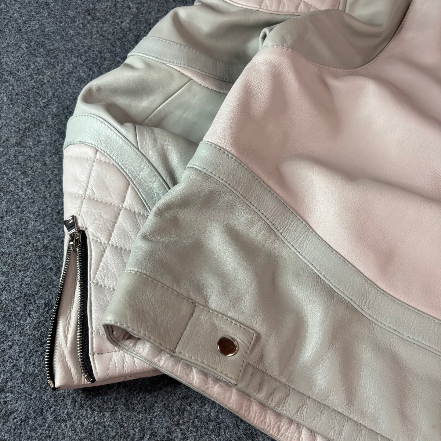 Homme Femme racing leather jacket white