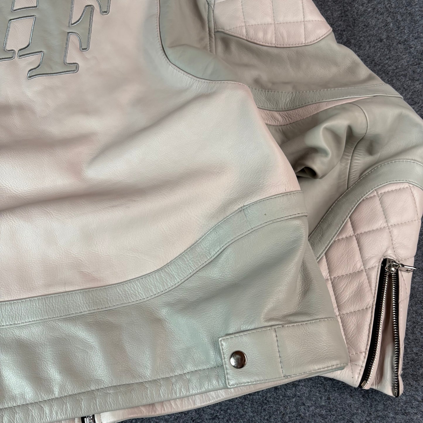 Homme Femme racing leather jacket white